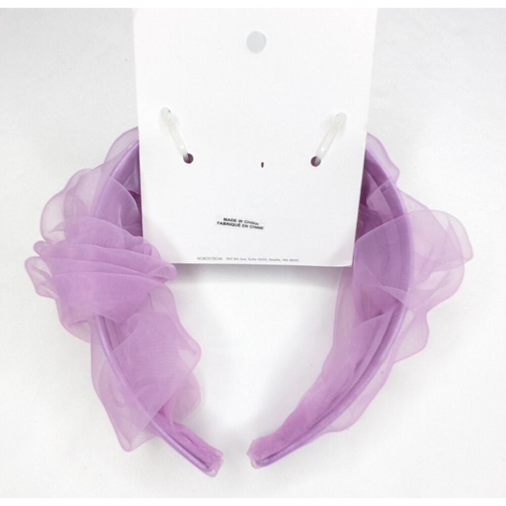 Girls Lavender Purple Ruffled Tulle Headband Hair Accessory Princess Party - Picture 3 of 7